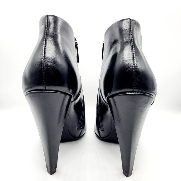 Colin Stuart Black Leather Ankle Boots Cone Heels Zipper Pointed Toe Women's 5 - Picture 6 of 11